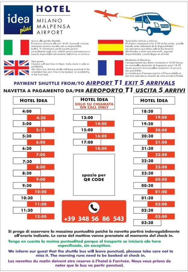 Idea Hotel Milano Malpensa Airport Case Nuove  Esterno foto Information sheet for the shuttle bus